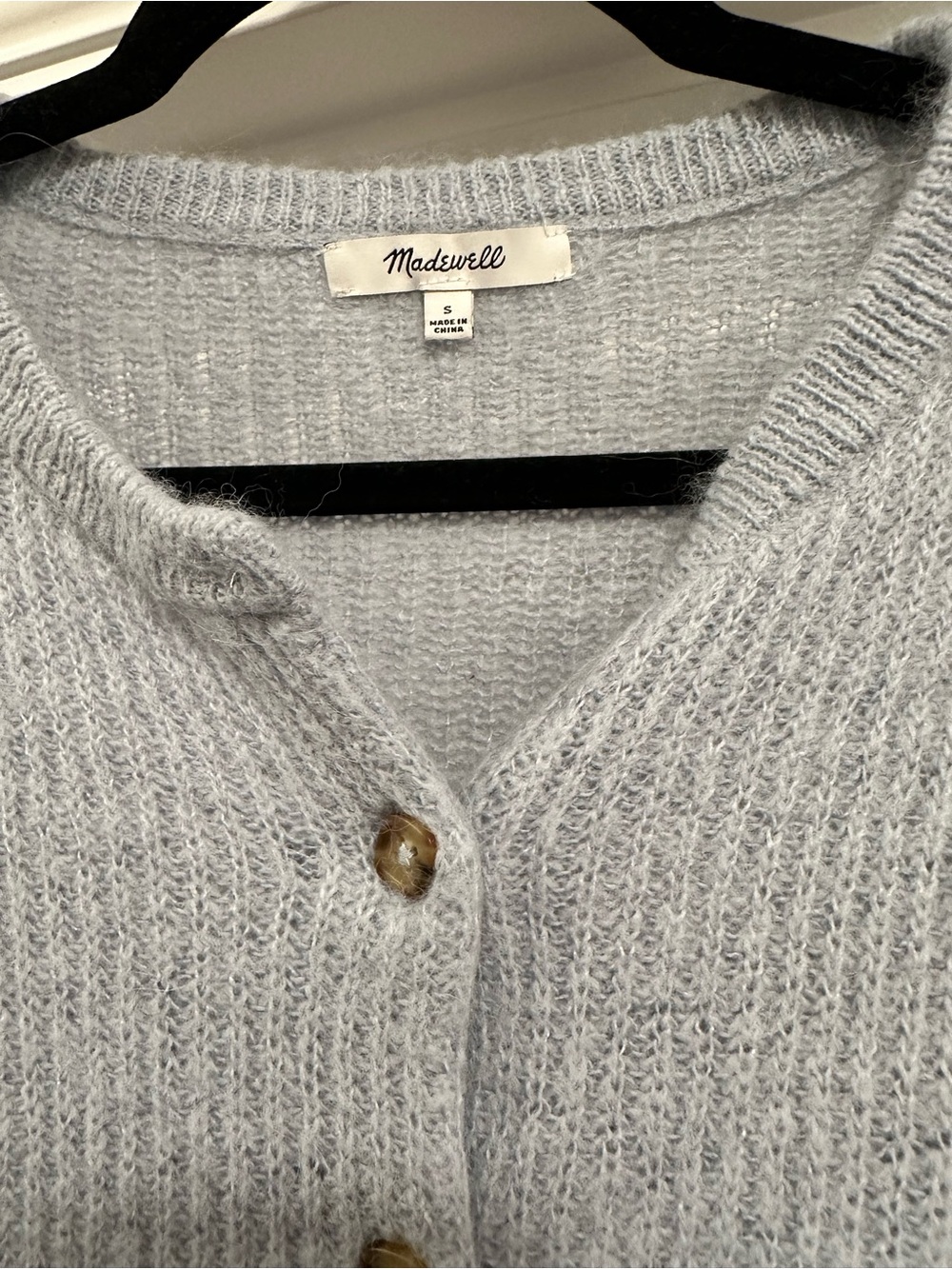 Madewell Pale Blue Ribbed Button Cardigan - Picture 2 of 3